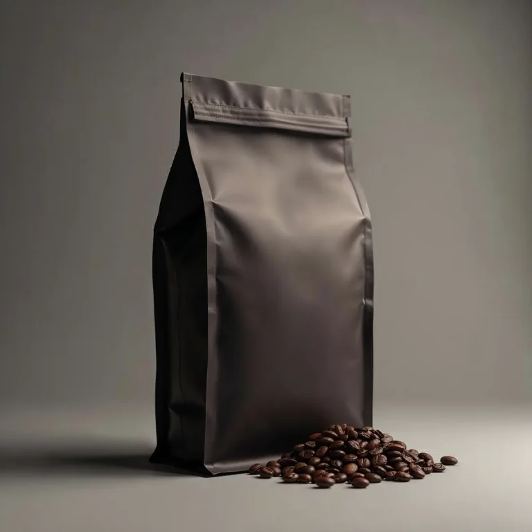 Sachet brun foncé de café espresso et grains de torréfaction foncée